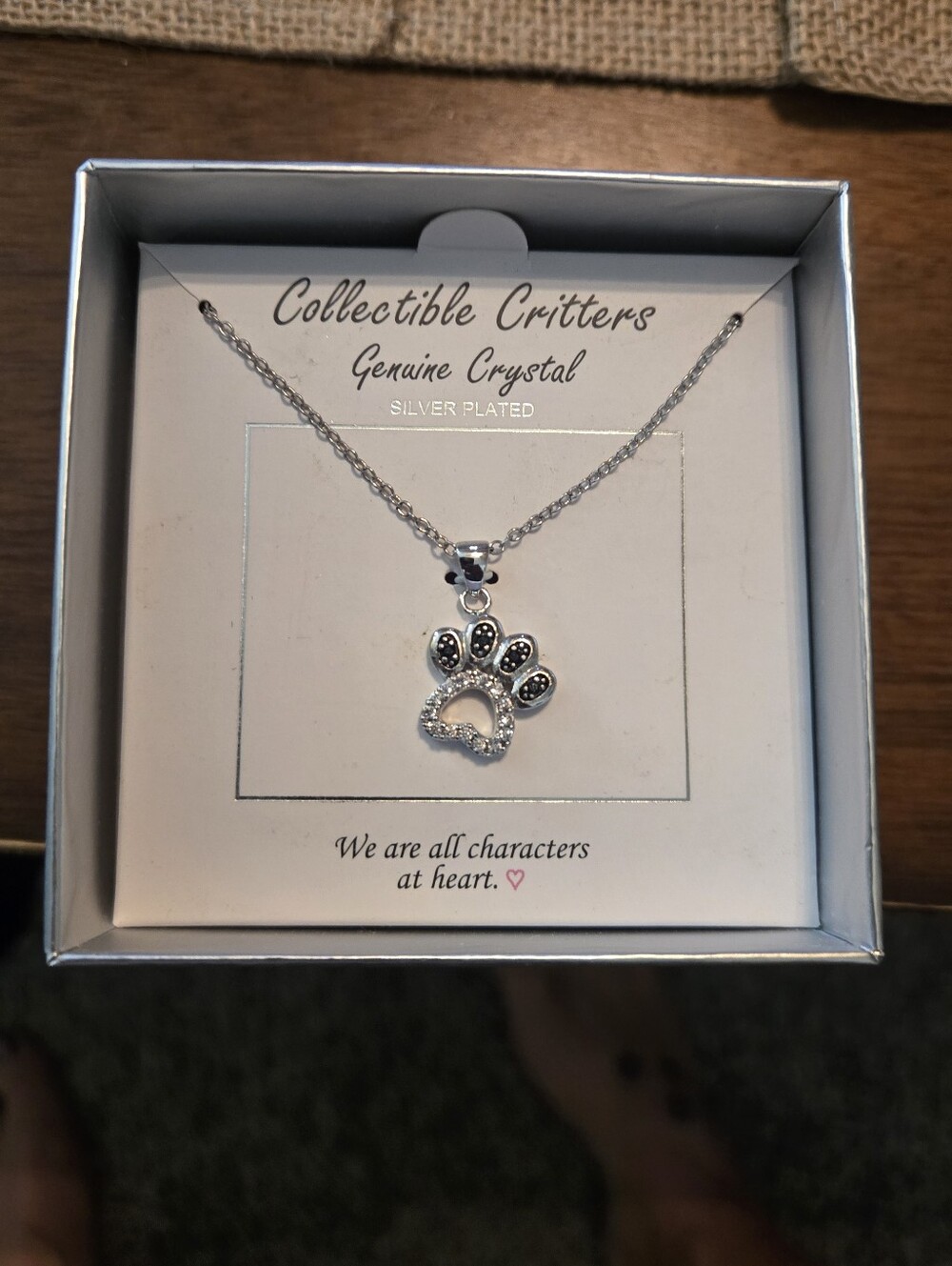 Paw Print Silver Necklace, 18 in. New in box